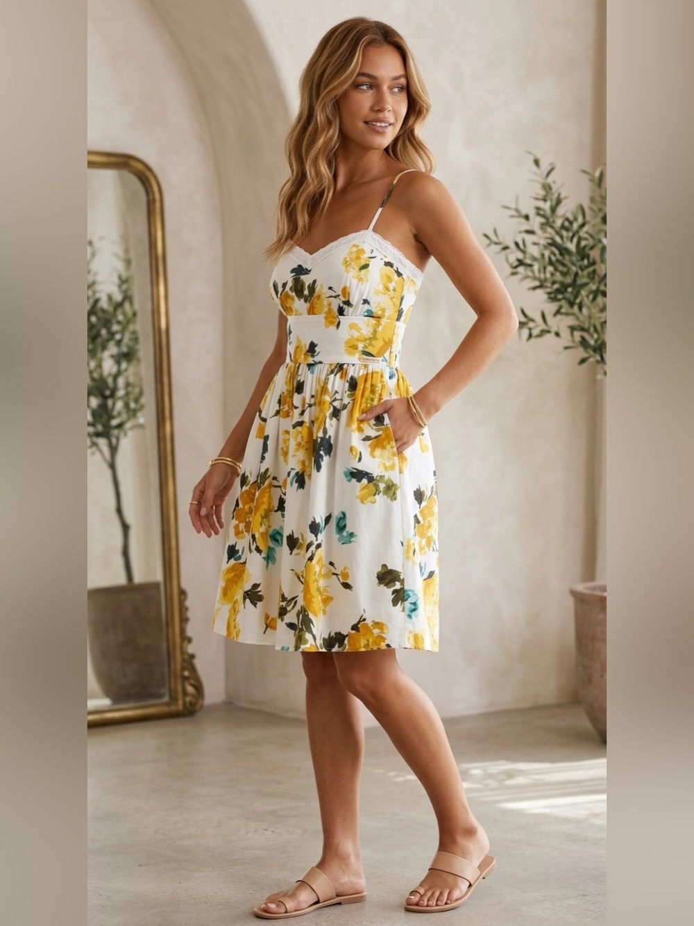 Le Chateau Floral Fit and Flare Garden Party Dress With Tulle Size Xlarge